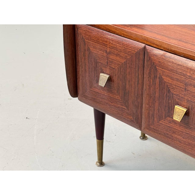 Mid-Century Modern Mahogany Bedside Table with Glass Tops, 1960s For Sale - Image 15 of 18