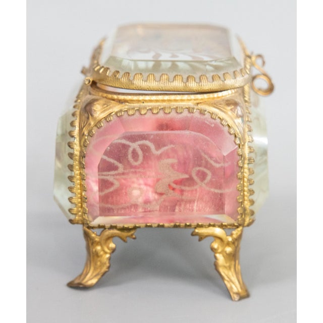 Art Nouveau Antique 19th Century French Ormolu Beveled Glass Trinket Box For Sale - Image 3 of 10