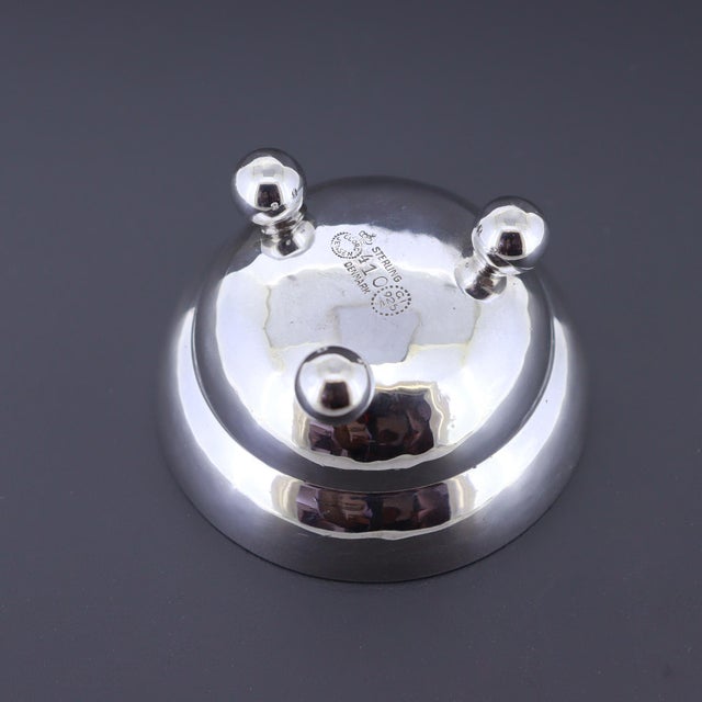 Early 20th Century Georg Jensen Sterling Silver & Enamel Pepper Shaker and Salt Cellar Pair #410 For Sale - Image 13 of 13