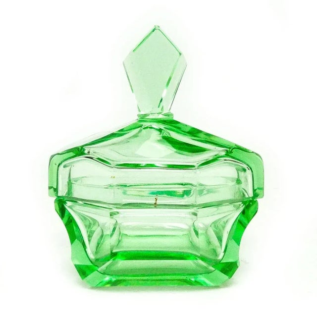 Chartreuse Art Deco Candyer from Moser, Czechoslovakia, 1930s For Sale - Image 8 of 11