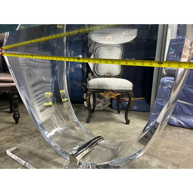 Late 20th Century Vintage Postmodern Lucite Dining Table W/ 3/4" Beveled Glass Top For Sale - Image 5 of 12