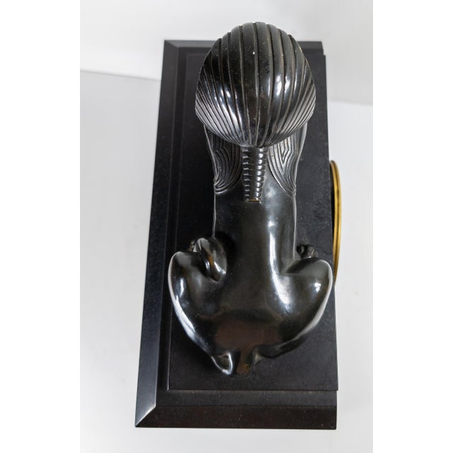 19th Century French Egyptian Revival Sphinx Bronze on Mantel Clock Base For Sale - Image 18 of 18