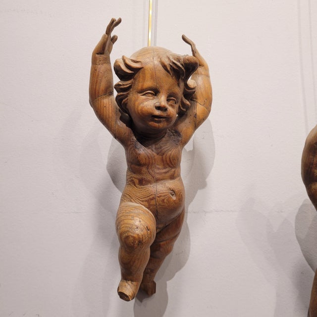 Triumphant Angels in Carved Wood, 1800s, Set of 2 For Sale - Image 5 of 18