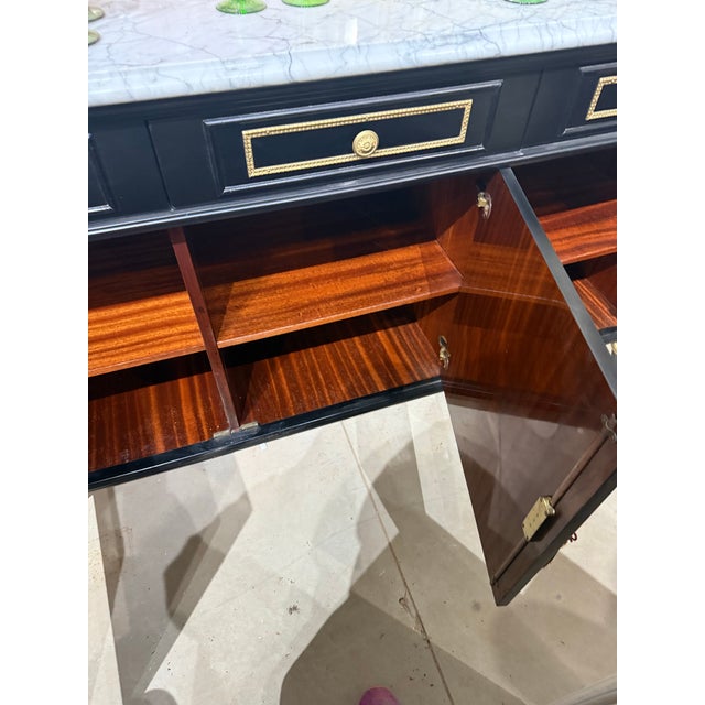 Fine 19th Century French Louis XVI Sideboard Carrara Marble Top For Sale - Image 11 of 12