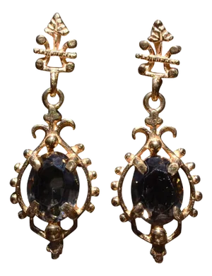 The Orwood: Yellow Gold Dangler Earrings set with Smokey Quartz, 2 Pieces