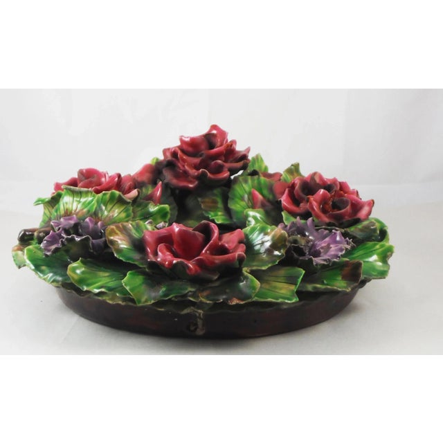 Late 19th Century French Large Majolica Roses Crown, circa 1890 For Sale - Image 5 of 7