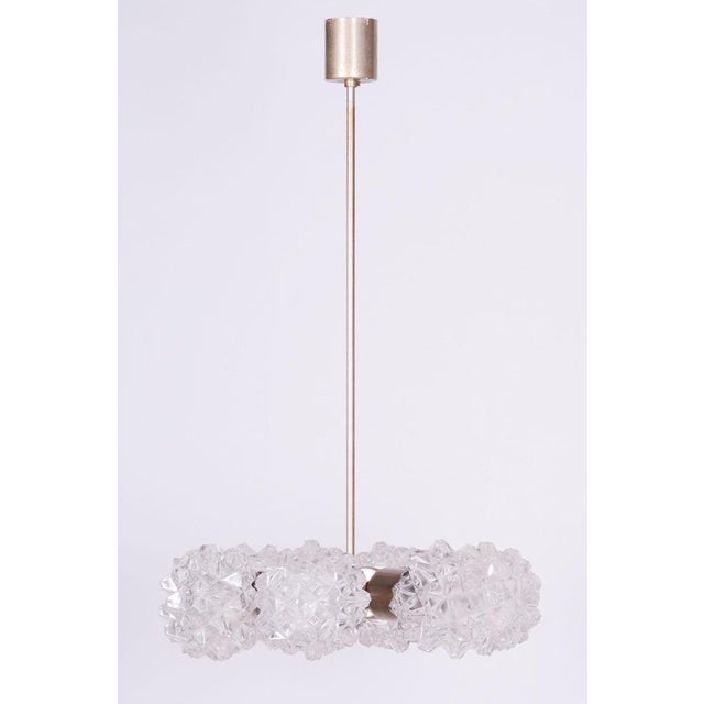 Mid-Century Chandelier in Brass and Glass from Kamenický Šenov, Czech, 1960s For Sale - Image 3 of 12