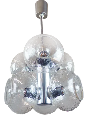Space Age Glass and Chrome Chandelier from VEB Deutsche Werkstätten Hellerau, 1960s