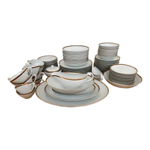Vintage White Arita Dinnerware With Gold Rim, Set of 91 Pieces