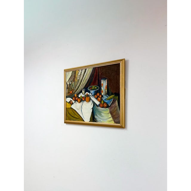 Mid-Century Modern Vintage Original Signed by Leonello 1965 Fruit Still Life Acrylic Canvas For Sale - Image 3 of 8
