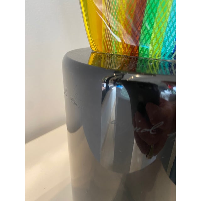 2000 - 2009 Double Flame Murano Glass Sculpture by Adriano Della Valentino For Sale - Image 5 of 7