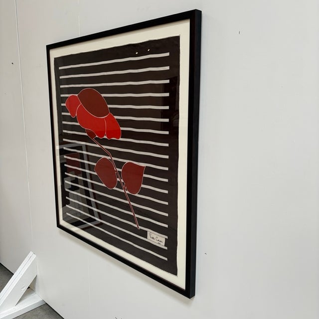 Mid-Century Modern Vintage Framed Flower Pierre Cardin Scarf For Sale - Image 3 of 4