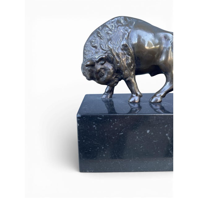 Black Bronze Bison Sculpture, 1920s-1940s For Sale - Image 8 of 10