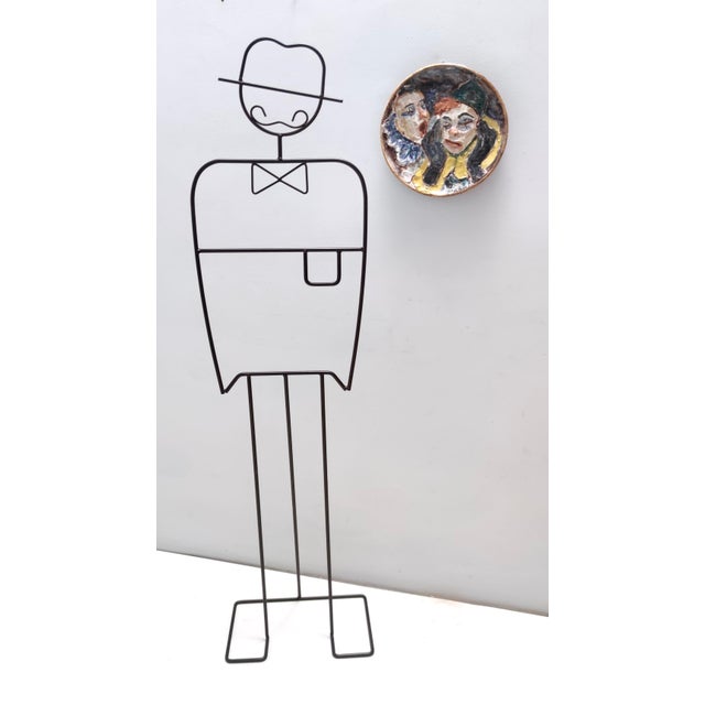 Mid-Century Modern Vintage Glazed Ceramic Plate with Clowns, 1950s For Sale - Image 3 of 3