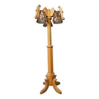 Rustic Oak and Murano Glass Floor Lamp, 1960s For Sale