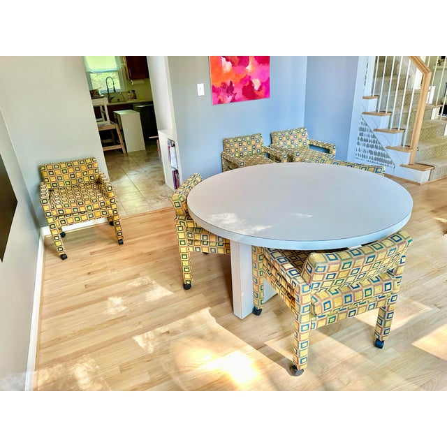 Mid 20th Century Mid Century Modern Dining Set - 6 Milo Baughman Style Parsons Chairs and a Round Table For Sale - Image 10 of 12