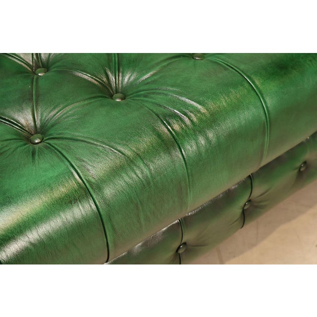 Animal Skin Chesterfield Style Green Leather Sofa For Sale - Image 7 of 16