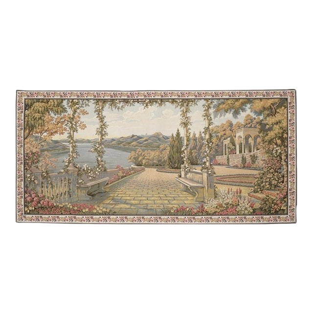 The Terrace Loom Woven Tapestry (Roses Border) - 120 X 225 Cm (3'11" X 7'5") - Requires Rod Size 5 For Sale