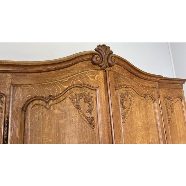 Brown Vintage French Louis XVI Style Wardrobe in Oak For Sale - Image 8 of 15