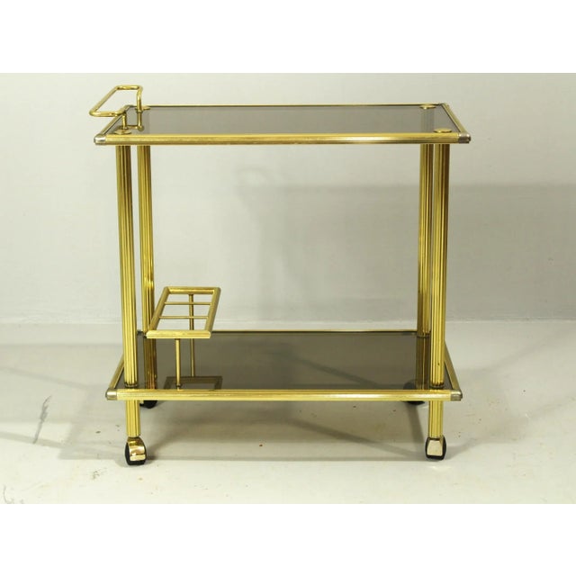 Gold Italian Brass Serving Trolley, 1980s For Sale - Image 8 of 8