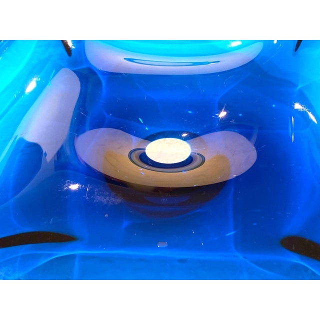 Large Stingray Glass Centerpiece Bowl 21" Oversize Blue Nautical Coastal Decor For Sale - Image 15 of 18