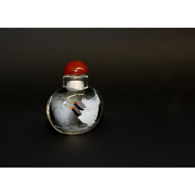 Chinese Snuff Bottle Painted From Inside Crane For Sale - Image 3 of 11