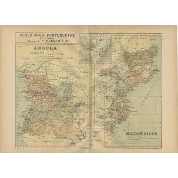 Map of Angola and Mozambique, 1903 For Sale - Image 6 of 6