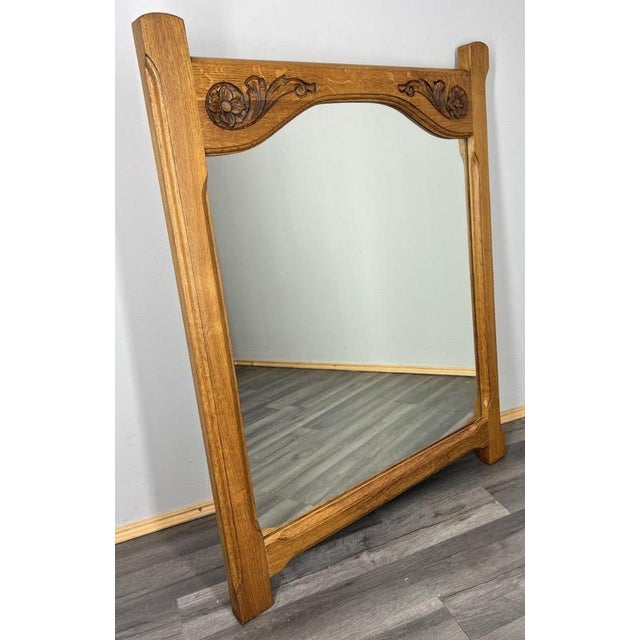 French Wall Mirror with Ornate Carved Oak Frame For Sale - Image 9 of 9
