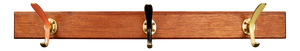 Oak Coat Rack with Brass Rods in Red, Black, and Gold, 1950s