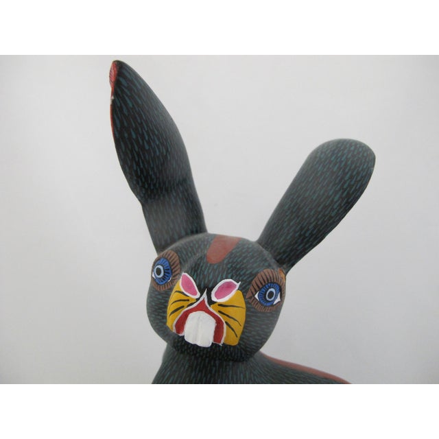 Alebrije Carved Wood Jackalope Rabbit Oaxaca Mexico Folk Art Figurine Sculpture For Sale - Image 15 of 17