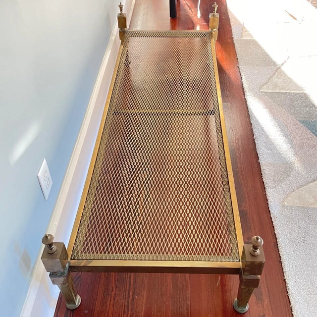 Mid Century Brass Bench Daybed With Urn Finials For Sale - Image 4 of 5