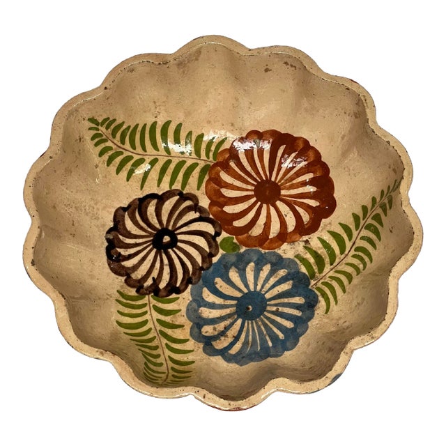 Spanish Mission Scalloped Casserole Lowered Mold Bowl For Sale