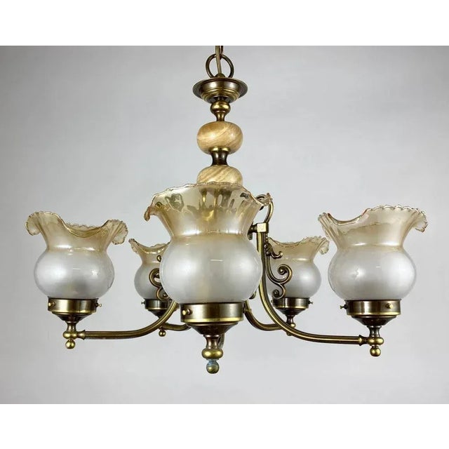 Charming vintage chandelier from the german manufactory lacroix leuchten, 1960s. vintage chandelier is designed for the...