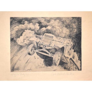Erich Hochschild, War in Belgium, 1940, Charcoal Drawing on Tinted Paper For Sale