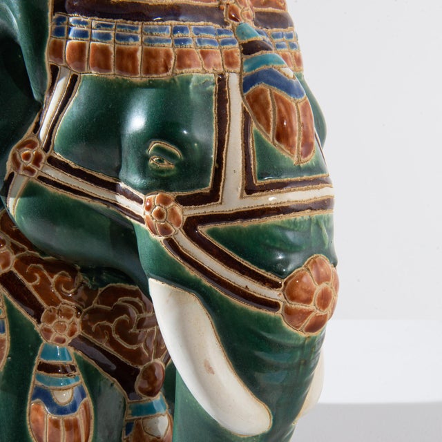 Celadon 1960s French Ceramic Elephant For Sale - Image 8 of 13