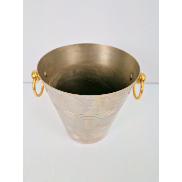 Art Deco Classic French Silver-Plated Wine Cooler with Gold-Plated Handles, 1950s For Sale - Image 3 of 7