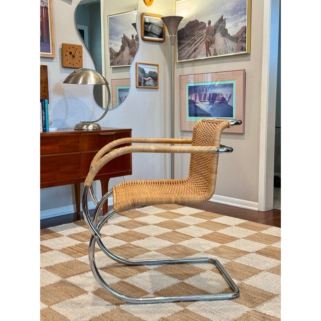 A Chrome and Wicker Mr20 Armchair Attributed to Ludwig Mies Van Der Rohe for Stendig, Circa 1960-70s, Made in Italy For Sale - Image 10 of 12