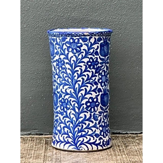 Vintage Blue and White Ceramic Umbrella Stand For Sale - Image 10 of 12
