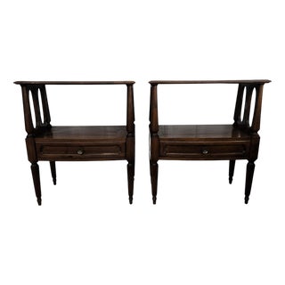 Mid-Century Modern Italian Carved Wood Nightstands, 1950s, Set of 2 For Sale