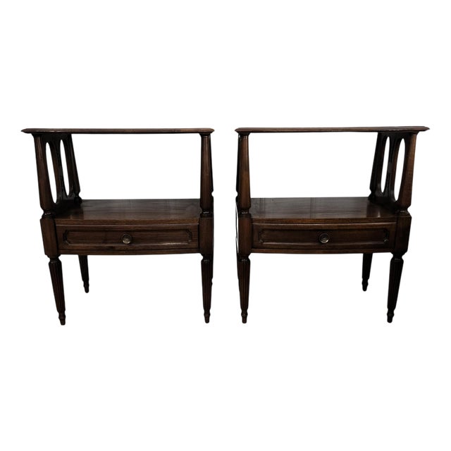 Mid-Century Modern Italian Carved Wood Nightstands, 1950s, Set of 2 For Sale