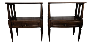 Mid-Century Modern Italian Carved Wood Nightstands, 1950s, Set of 2