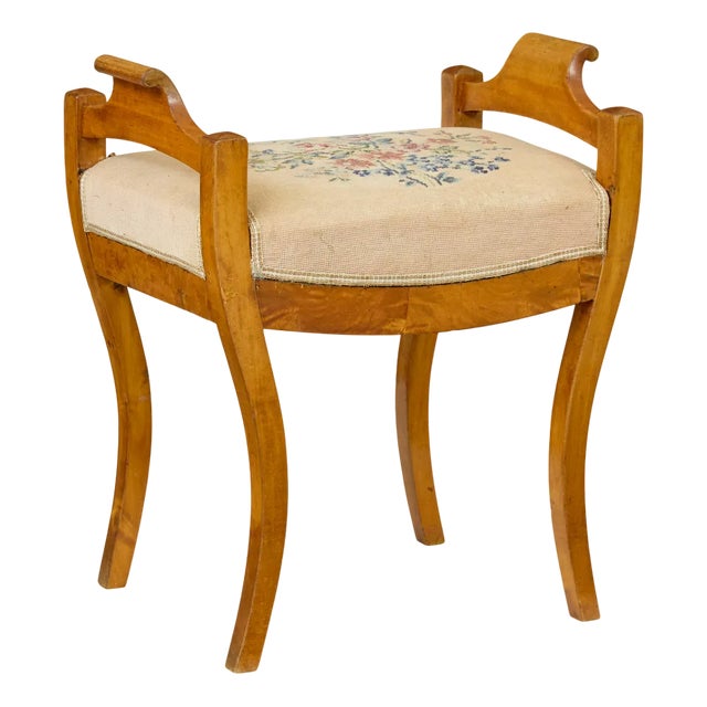 Antique Swedish Birch Empire Stool, 1850 For Sale