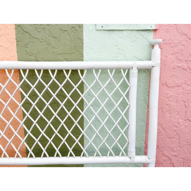Palm Beach Regency Lattice Love Rattan King Headboard For Sale - Image 10 of 11