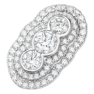 18K White Gold 3 Stone Diamond Anniversary Band Ring For Sale