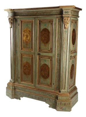 20th C. Antique Continental, Parcel Gilt & Paint Decorated Wardrobe, Armoire!!