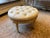 Mid 20th Century Vintage French Pierre Frey Ivory Leather Ottoman For Sale - Image 4 of 5