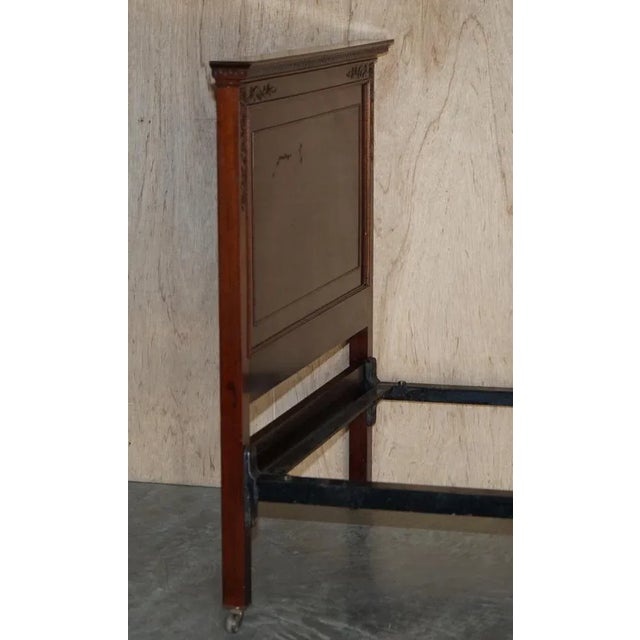 Antique Honduras Hardwood English Hand Carved with Castors Single Bed Frame For Sale - Image 11 of 18