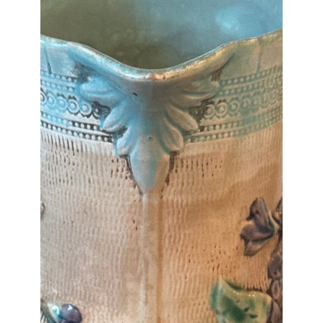 Antique Majolica Floral Pitcher For Sale - Image 9 of 9
