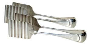 Art Deco Nickel Silver Asparagus Tongs from Broggie, 1930s, Set of 2