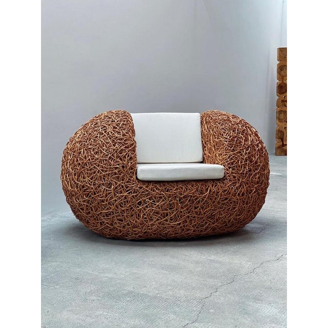 Woven Rattan Wicker Egg Nest Lounge Chair, Switzerland, 1990s For Sale - Image 4 of 10